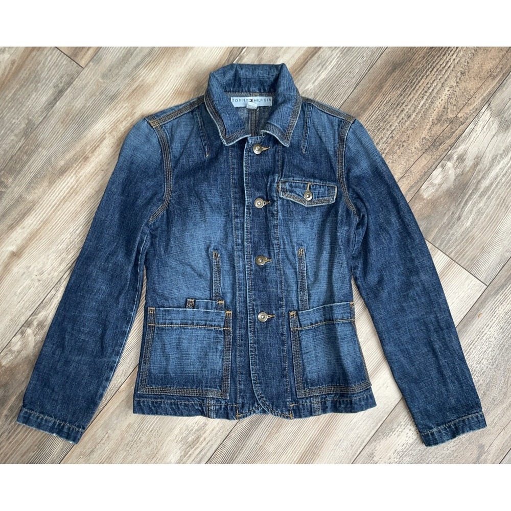 Tommy‎ Hilfiger Women's 100% Cotton Dark Denim Jean Jacket Sz PP